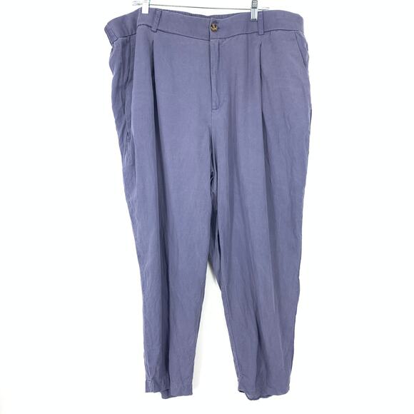 Torrid Tapered Leg Casual Crop Pants Womens Size 24 Elastic Back Waist Blue Gray - Picture 1 of 5